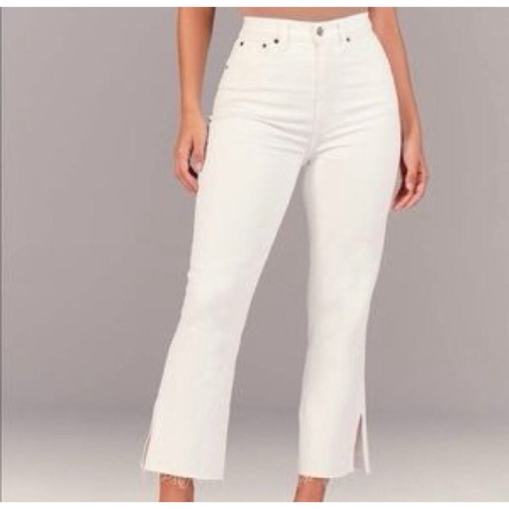 Abercrombie & Fitch White High-Waist Flare Jeans